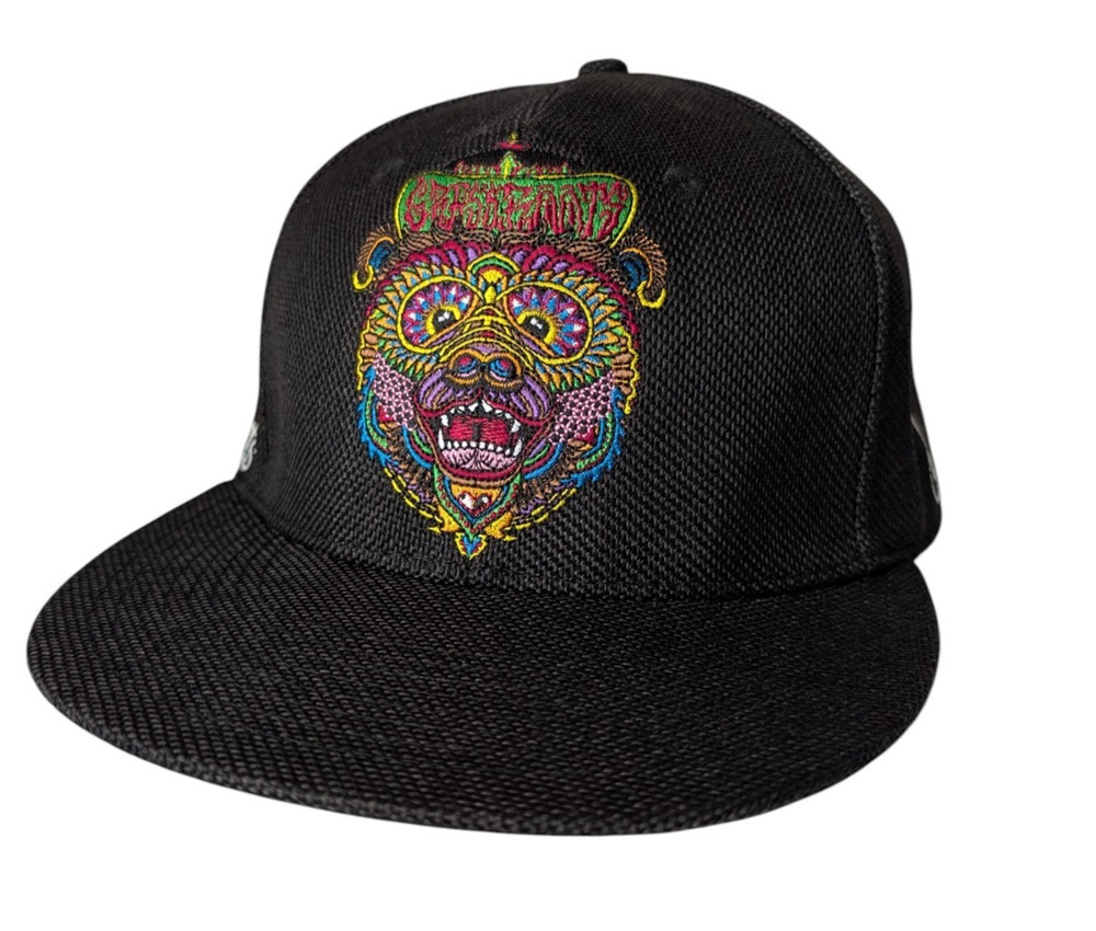 Grassroots California Limited Edition Black Hemp Snapback Hat Bear Art 420 Satin